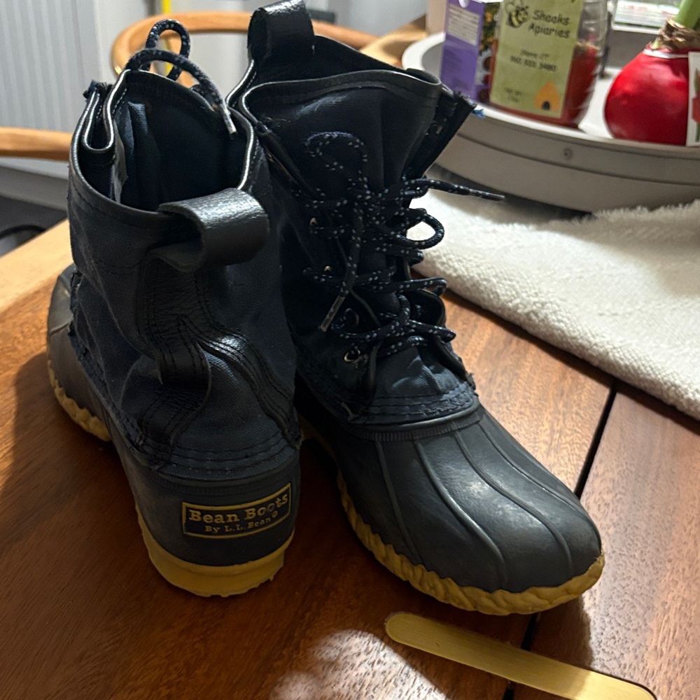 L.L. Bean Navy Blue and Yellow Kids Rain & Snow Boots